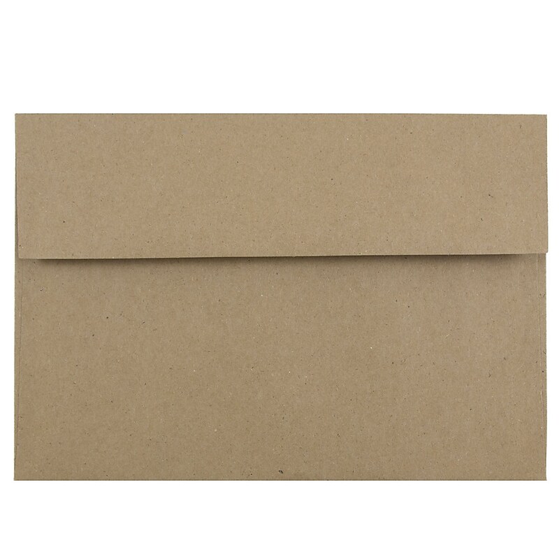 JAM Paper A8 Booklet Envelope 5 1/2" x 8 1/8", Brown Kraft, 100/Pack (LEKR750d) image 1