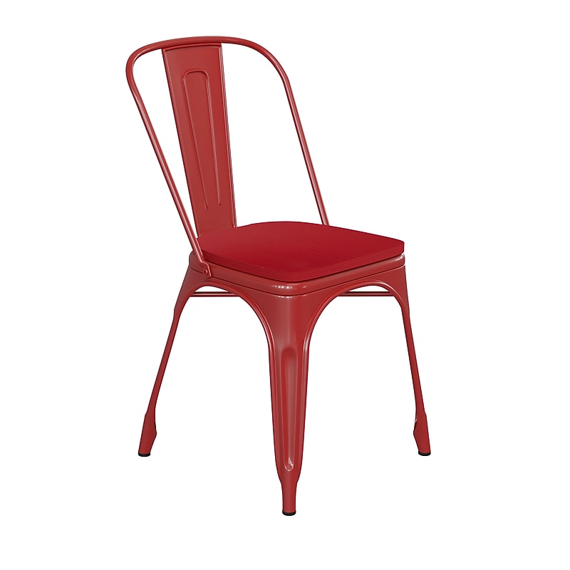 Flash Furniture Perry Indoor-Outdoor Stackable Chair, Red with Red Seat (CH31230REDPL1R) image 1