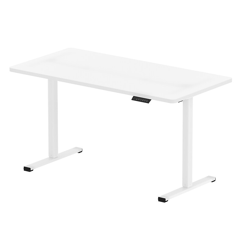 FlexiSpot ET155E 55"W Electric Rectangular Adjustable Standing Desk, White (4SPL-S09010063) image 1