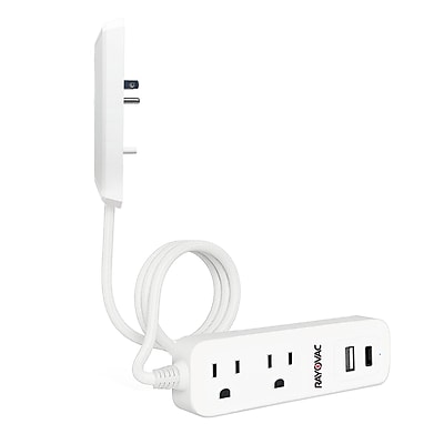 RAYOVAC 2-Outlet 2-USB Port Slim Surge Protector Power Strip with Braided Cord & Flat Plug, 3-ft., 540 Joules, White (SS-P311B) Sansujyuku sansujyuku.com
