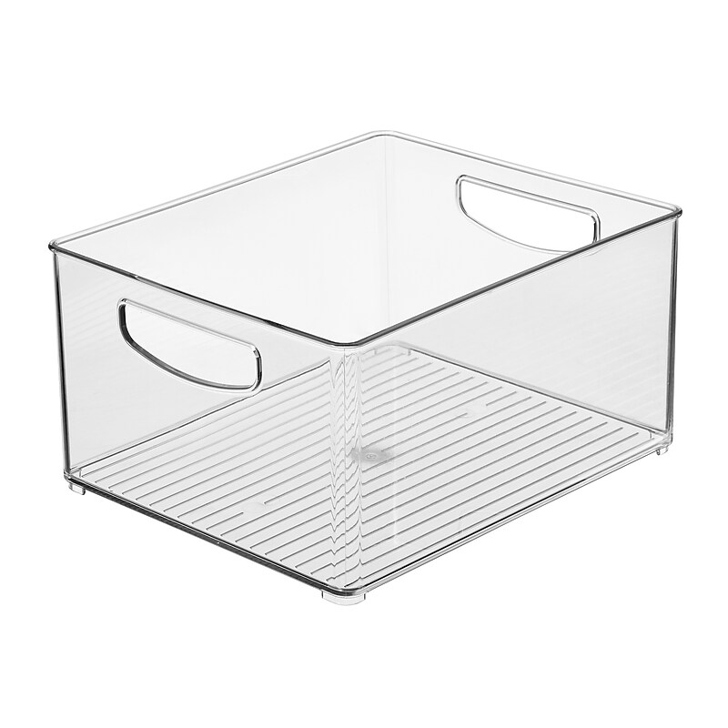 iDESIGN Small Stackable Plastic Storage Bin with Handles, Clear (63898) image 1