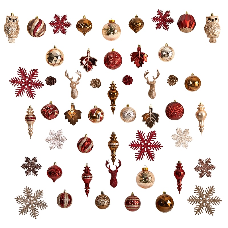 Nearly Natural Holiday Deluxe Shatterproof Christmas Tree Ornament Box Set, 52/Set (D1040) image 1