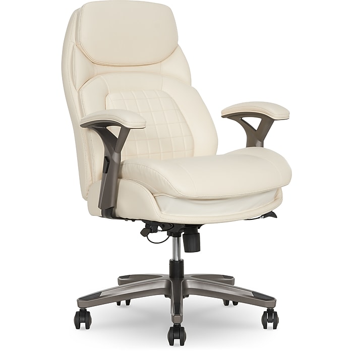 La-Z-Boy Caelan Ergonomic Faux Leather Swivel Task Chair, Cream