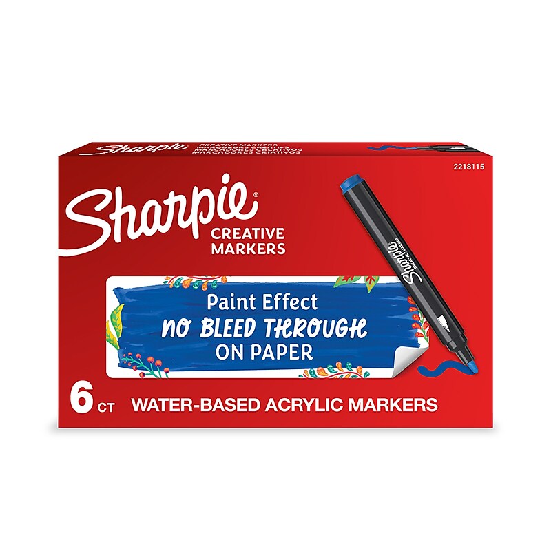 Sharpie Creative Wet Erase Markers, Bullet Tip, Blue, 6/Pack (2218115) image 1