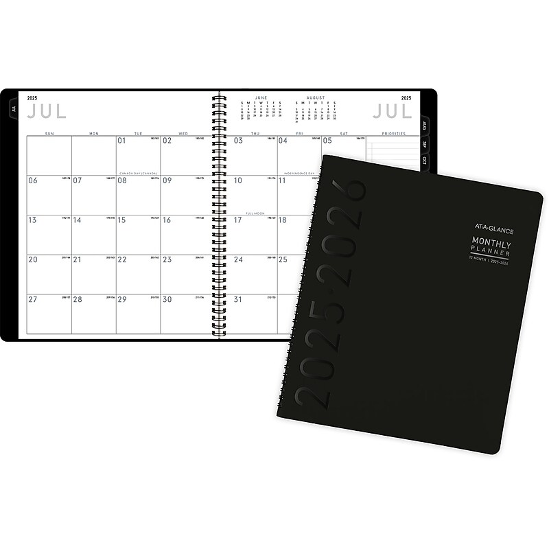 2025-2026 AT-A-GLANCE Contemporary 9" x 11" Academic Year Monthly Planner, Faux Leather Cover, Black (70-074X-05-26) image 1
