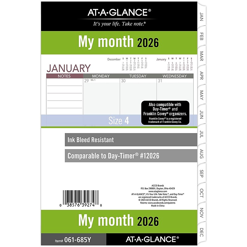2026 AT-A-GLANCE 5.5" x 8.5" Monthly Refill Pages Pages, White/Gray (061-685Y-26) image 1