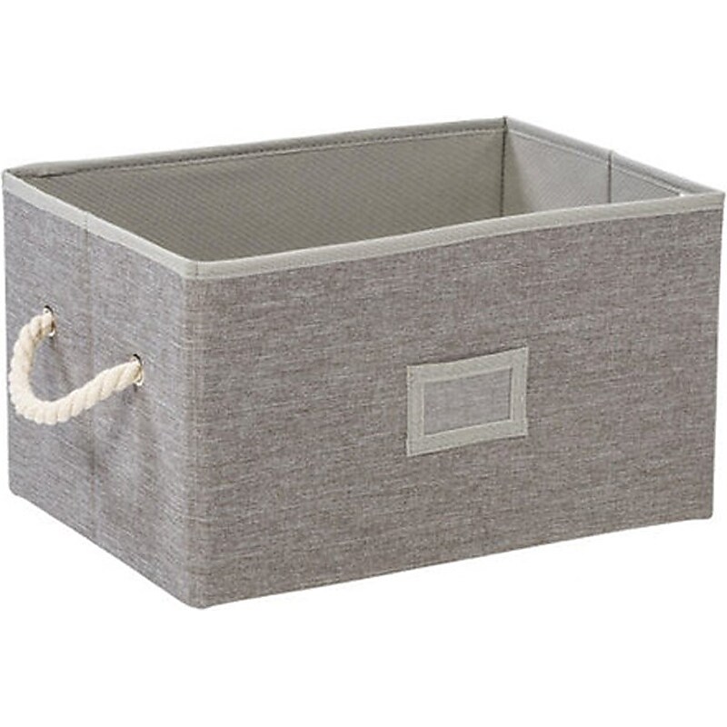 Honey-Can-Do Large Stackable Folding Fabric Storage Bins, 8.3" x 10.2" x 14.7", Heather Gray, 3/Set (SFT-09684) image 1