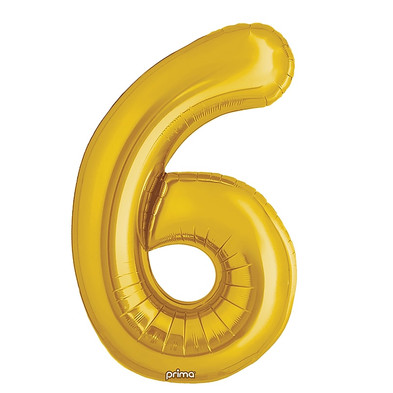 Party City 16" "6" Foil Balloon, Gold, 2/Pack (AM60050206-19) image 1