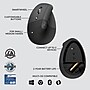 Logitech Lift for Business Wireless Ergonomic Vertical Left Handed Optical USB Mouse, Graphite (910-006492)~#|#~A85F27DD-1668-4290-B980F57E97A6137B_sc7