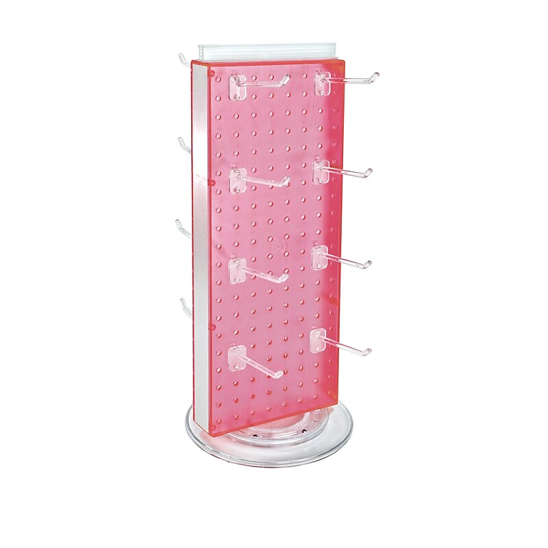 Azar Displays 20”H x 8”W Pegboard Counter Display with 16 4" Hooks, Pink (700508-PNK-4C16) image 1