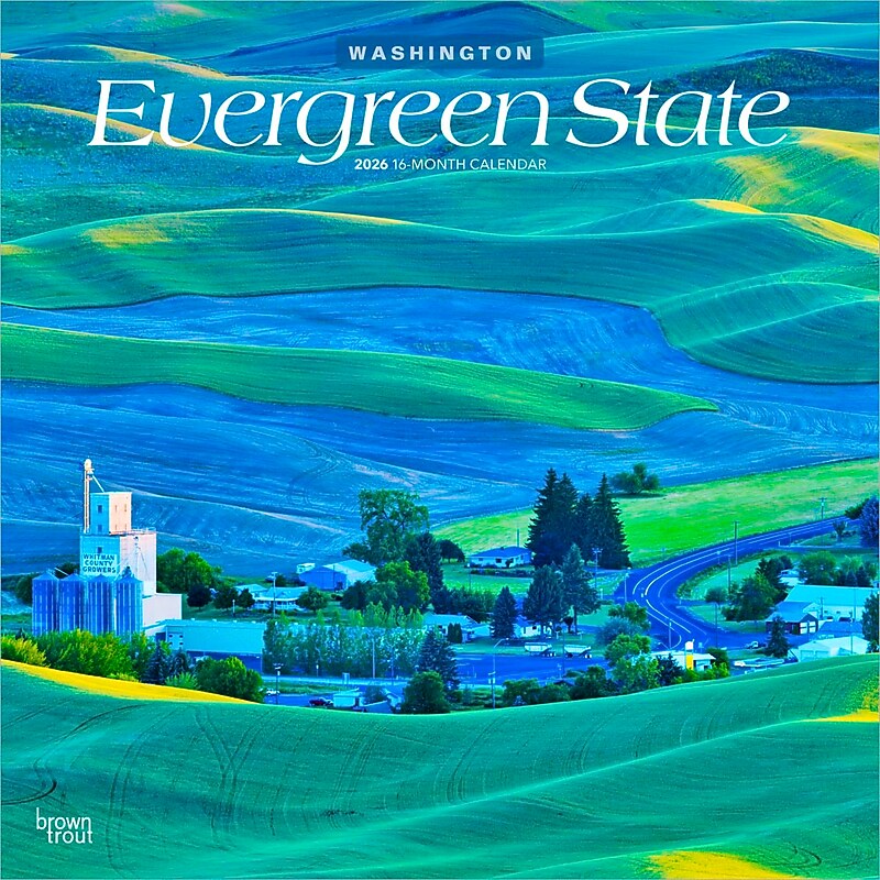 2026 BrownTrout Evergreen State Washington Places 12" x 12" Monthly Wall Calendar (9798330703234) image 1