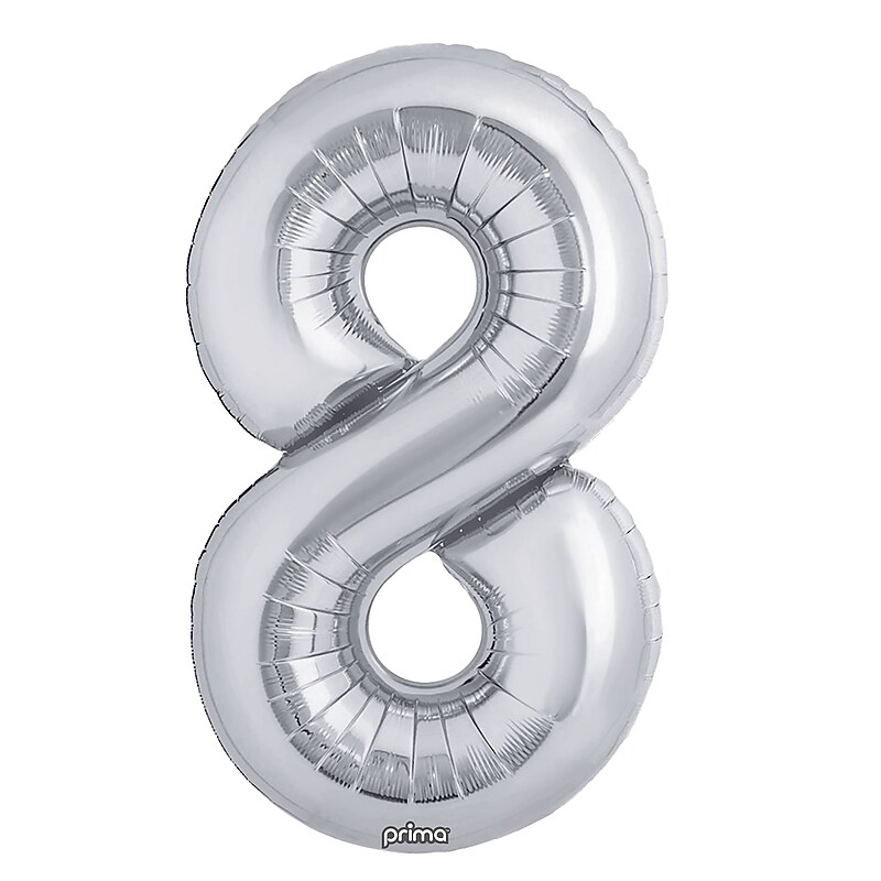 Party City (Air-Filled) 16" "#8" Foil Balloon, Silver, 2/Pack (AM60050261-18) image 1