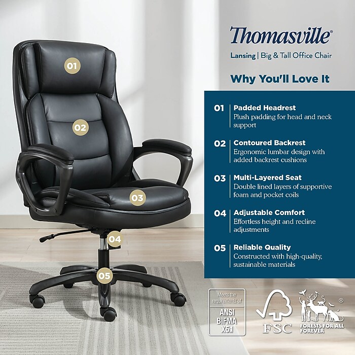 Thomasville Lansing Ergonomic Polyurethane Big & Tall Chair, 400