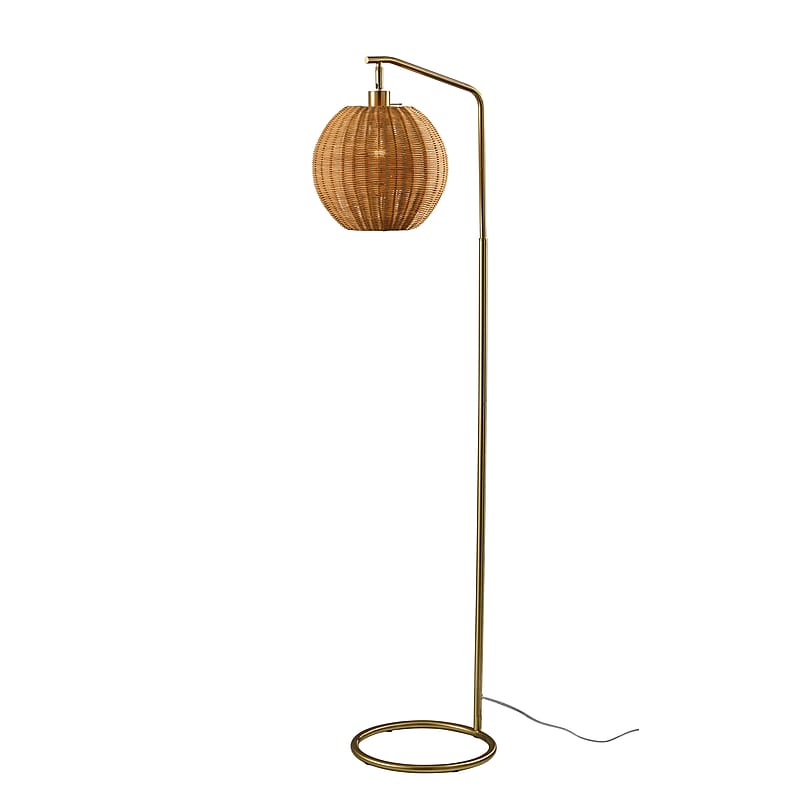 Adesso Maeve 60" Antique Brass Floor Lamp with Round Shade (9407-21) image 1