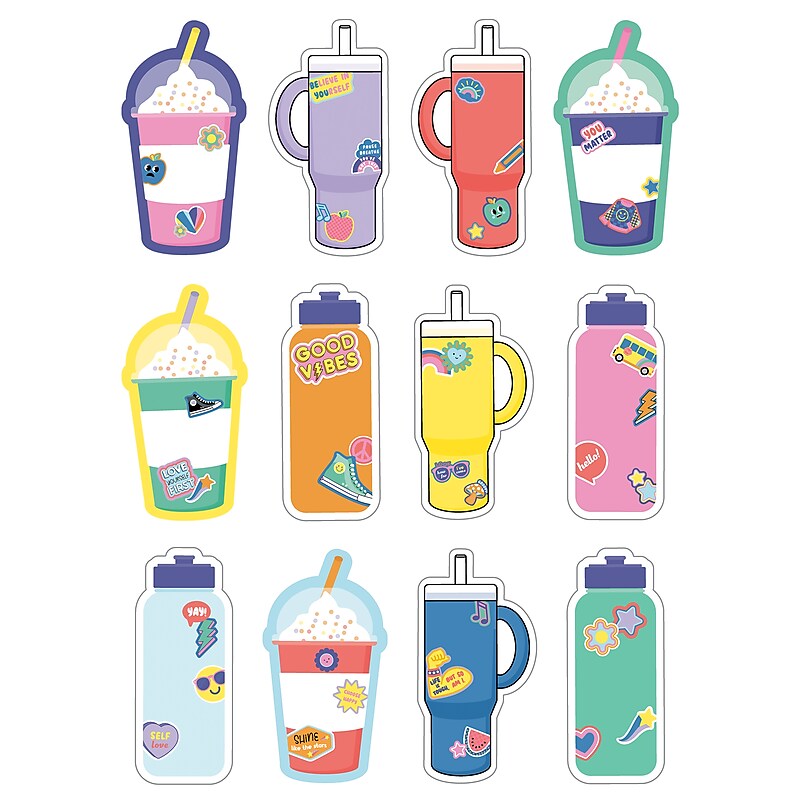 Carson Dellosa Education We Stick Together Cups & Water Bottles Cut-Outs, 36/Pack (120651) image 1