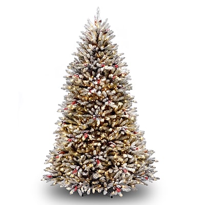 National Tree Company 7' Pre-Lit Snowy Dunhill Fir Artificial Christmas Tree - Thumbnail 2