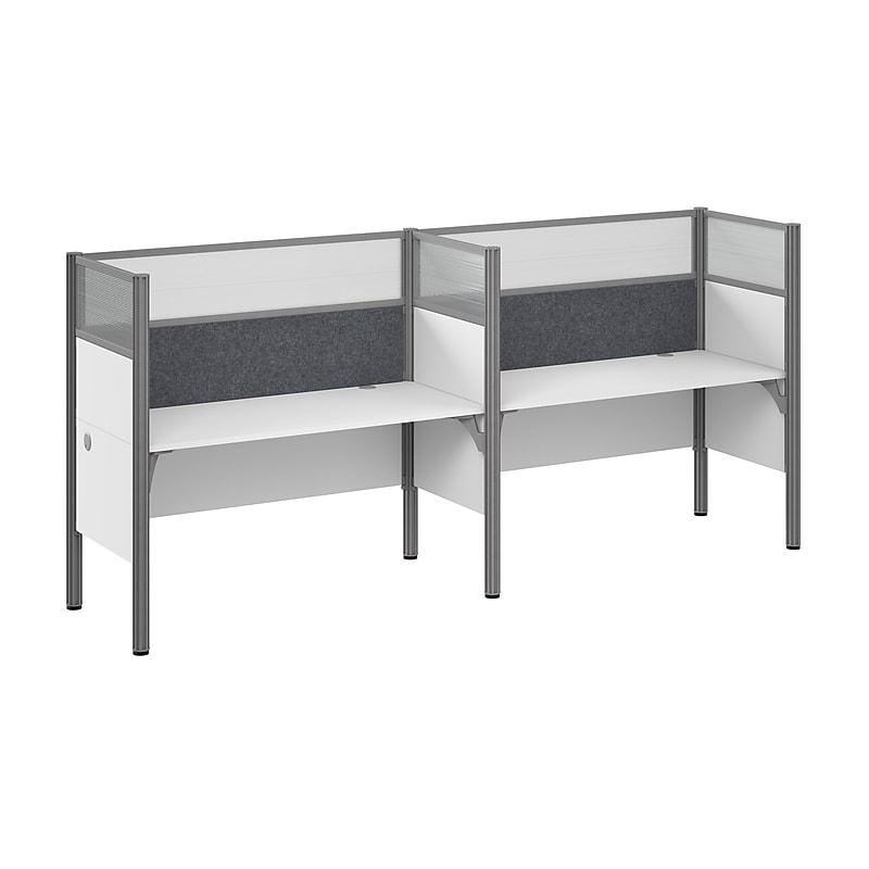 Bush Business Furniture Pro-Biz 55.39"H x 125.04"W 2 Person In-Line Cubicle Panel Workstation, White (100876DG-17) image 1