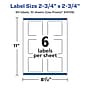 Avery Laser/Inkjet Square Waterproof Multipurpose Labels, 2.75"  x 2.75", White, 60/Pack (94109)~#|#~A8AA0843-8165-4D7B-BC913C57033F37F1_sc7