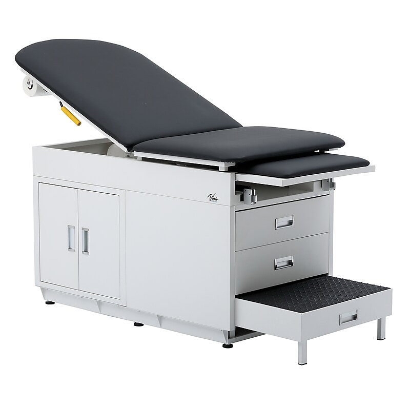 Viva Comfort Power Adjustable Exam Table with Step Stool & Storage, 500 lbs. Capacity, Black (ADI996-09-S-BLK-MK) image 1