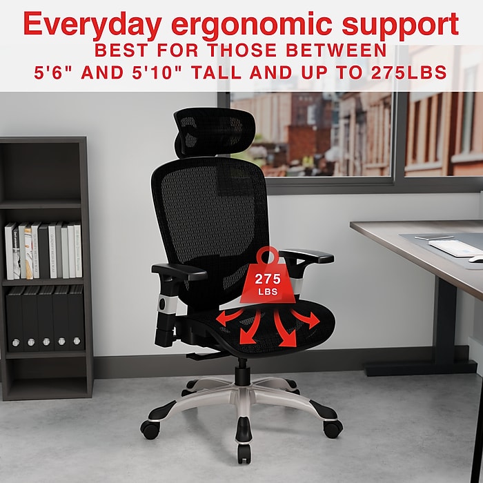 HYKE サロペット 1 (S) ブラック Staples Hyken Ergonomic Mesh Swivel Task Chair, Black (ST63137