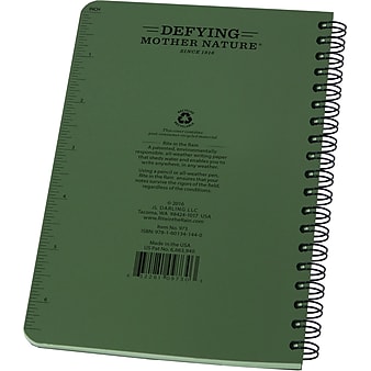 Rite in the Rain All-Weather Pocket Notebook, 4.88" x 7", Universal Ruled, 32 Sheets, Green (973)