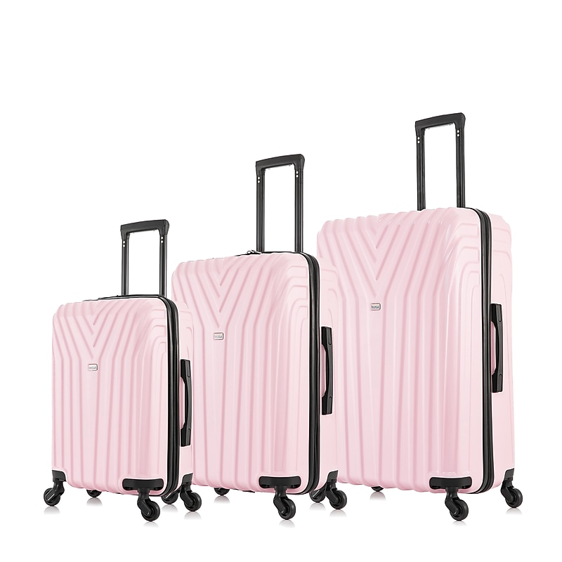 InUSA Vasty 3-Piece Hardside Spinner Carry-On Luggage Set, TSA Checkpoint Friendly, Pink (IUVASSML-PNK) image 1