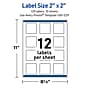 Avery Square Laser/Inkjet Multipurpose Labels, 2" x 2", White, 120/Pack (19479370943)~#|#~A8D15C37-750B-45C2-AE37D8D4E7C9AA2D_sc7