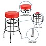 Flash Furniture Bruno Traditional Metal Double Ring Barstool without Back, Chrome/Red, 2-Pieces/Pack (2XUD100RED)~#|#~A8D28C79-5F2E-4363-9918F8C7A04CC4B8_sc7