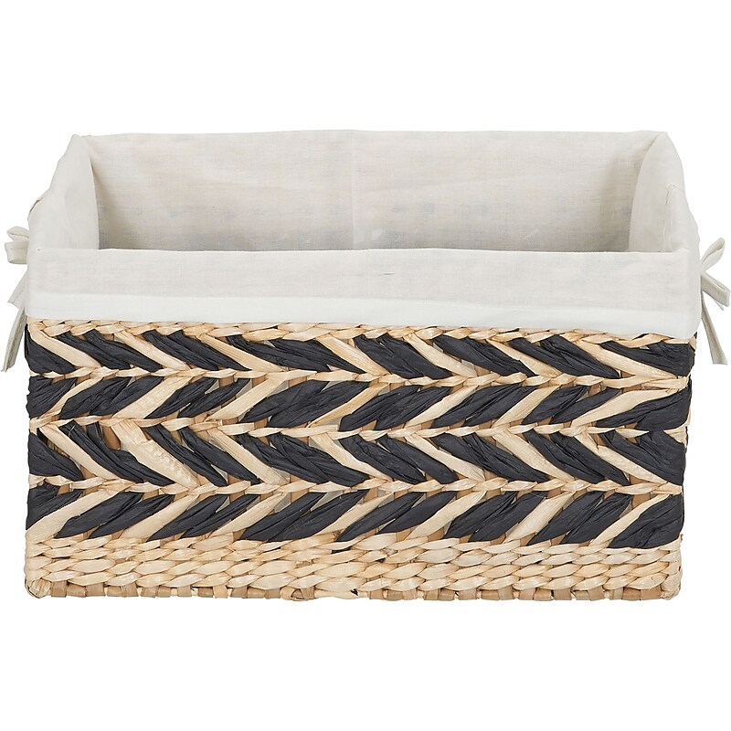 Household Essentials Double Chevron Cattail/Paper Storage Basket, Light Beige/Black (ML-6741) image 1