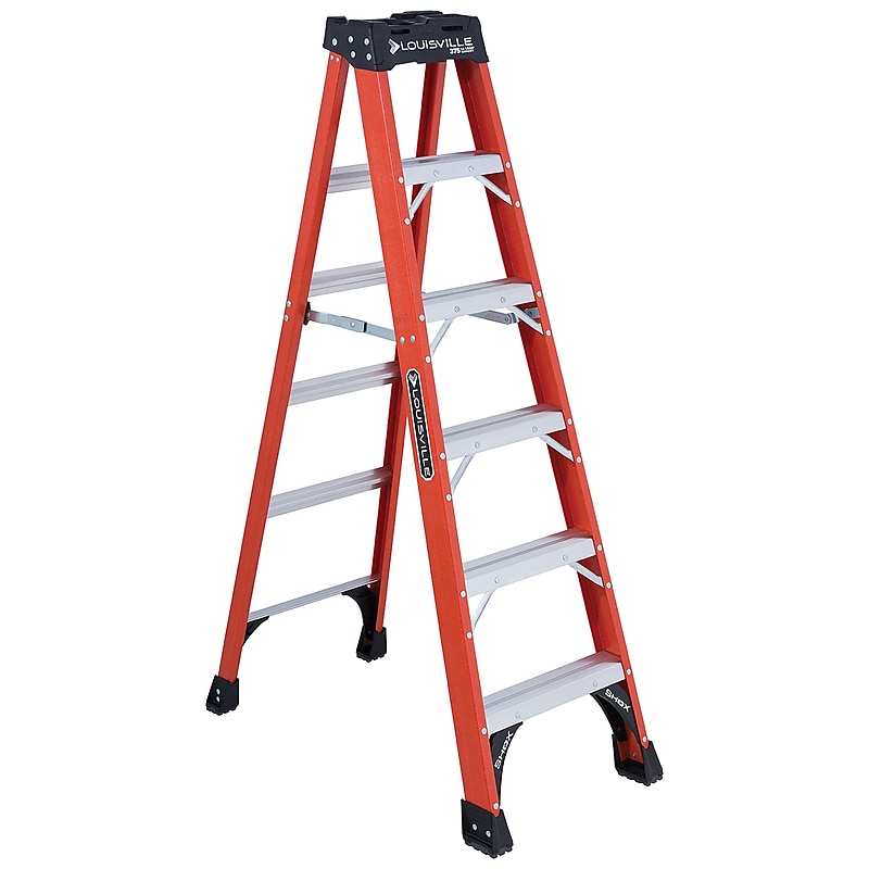 Louisville Ladder 6' Fiberglass Twin Step Ladder, 375 lbs. Capacity (FS1406HD) image 1