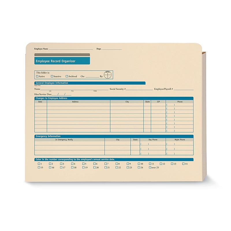 ComplyRight Employee Management File Jacket, 1 1/4" Expansion, Letter Size, Manila, 25/Pack (A3101) image 1