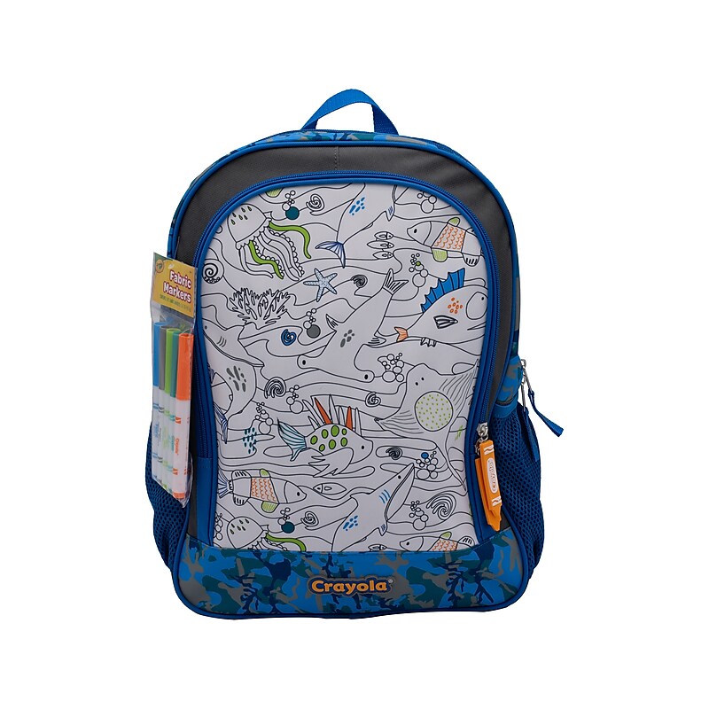 Crayola Color-Your-Own Oceanfront Backpack, Blue/Black (B23CL56806-ST) image 1