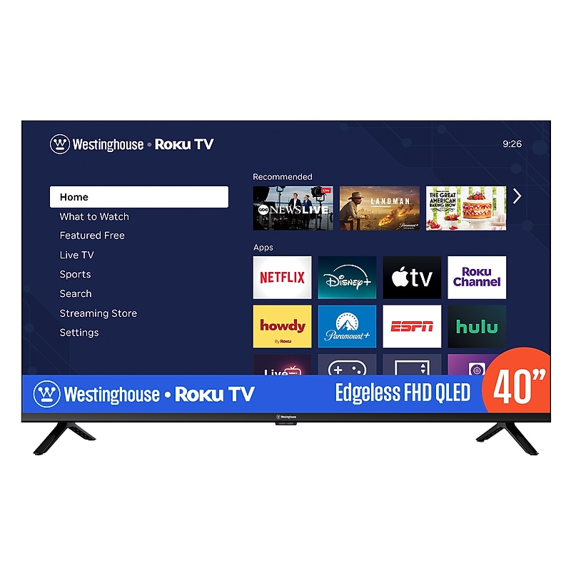 Westinghouse 40" FHD QLED Smart Roku TV, Black (WR40QE2350) image 1
