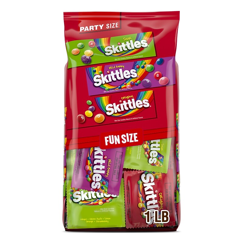 Skittles Original Party Size Wild Berry & Sour Fun Size Chewy Candy, 26.46 oz. (MMM29711) image 1