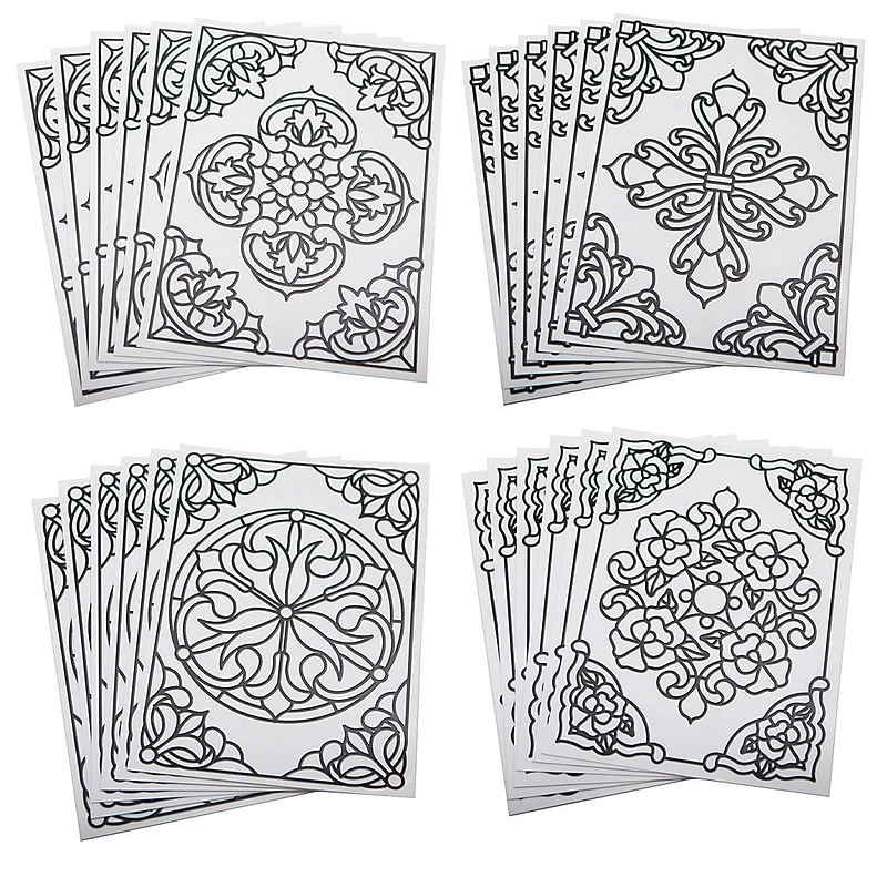 S&S Color-Your-Own Stained Glass Window Clings II, 24/Pack (SG864) image 1