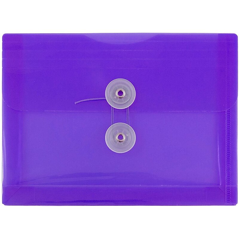 JAM Paper Premium Plastic Filing Envelope with Button & String Closure, Purple, 3/Pack (920B1PUX3) image 1