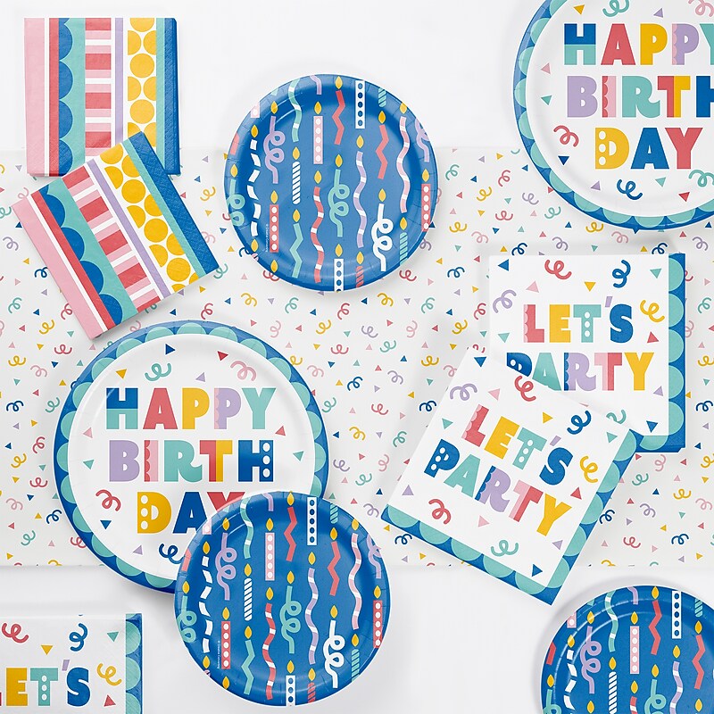 Creative Converting Party Patterns Let's Party Birthday Tableware Kit, Multicolored, 49/Pack (DTC9507E2A) image 1