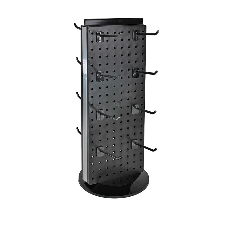 Azar Displays 20”H x 8”W Pegboard Counter Display with 16 4" Hooks, Black (700508-BLK-4C16) image 1