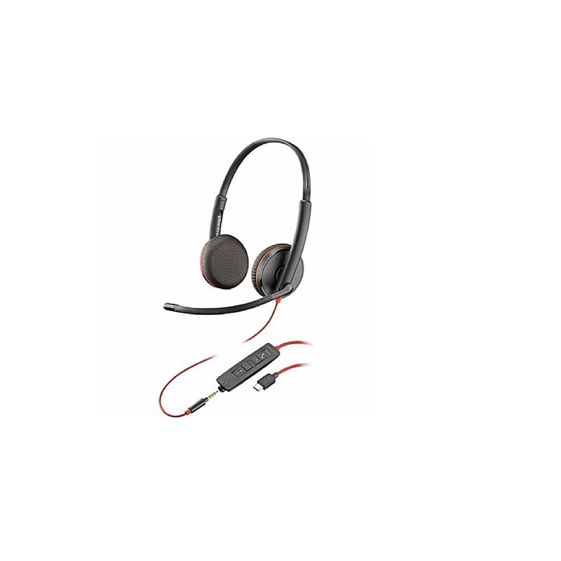 Poly Blackwire C3225 Binaural  Wired Noise Canceling Headset, Black (8M3X7AA#ABA) image 1