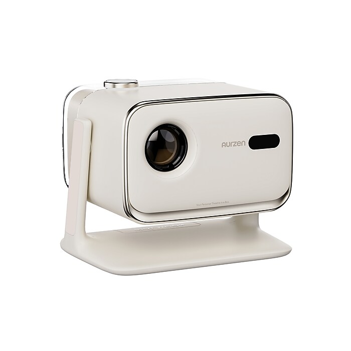 Aurzen Boom Mini Smart Projector with Google TV, Off-White (Boom