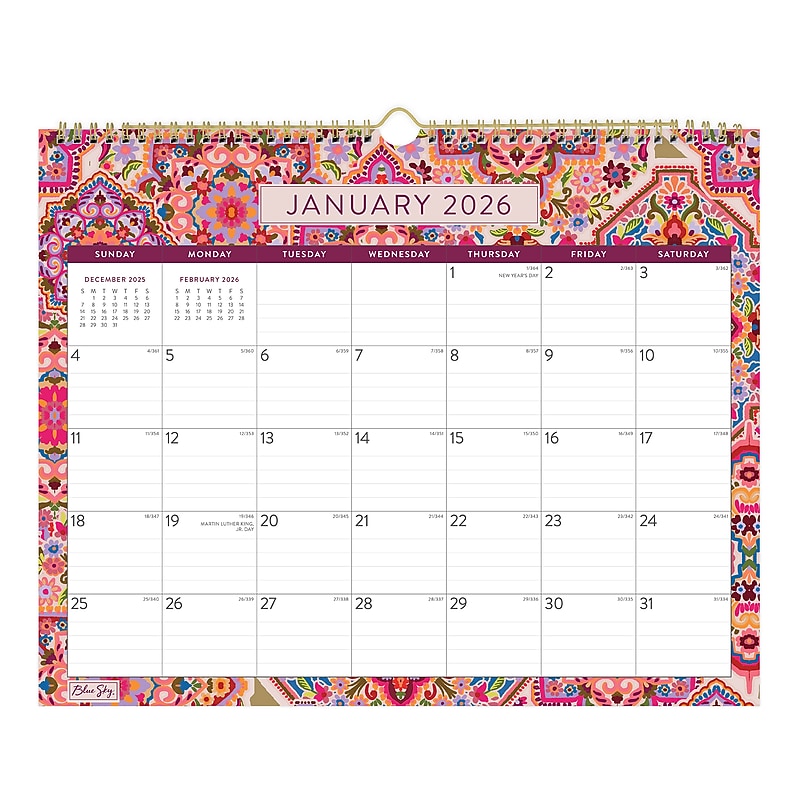 2026 Blue Sky Blue Sky 15" x 12" Monthly Wall Calendar, Amalia (158075) image 1
