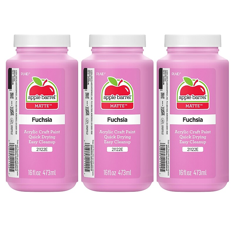 Apple Barrel Acrylic Paint Matte, 16oz., Fuchsia, 3/Pack (APP21122E-3) image 1
