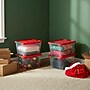 Iris Holiday Medium Stackable Plastic Storage Box, 10.5" x 14.4" x 18.5", 32 Qt., Clear/Red, 4/Pack (500532)~#|#~A949FFFF-5763-413D-8A147A62FA911CD8_sc7