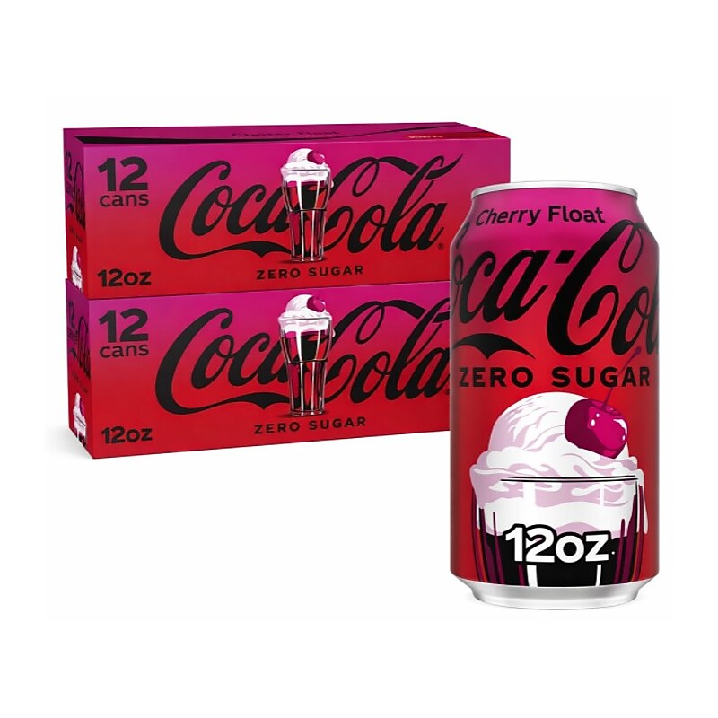 Coca-Cola Cherry Float Zero Sugar Soda, 12 oz., 24/Pack (413929) image 1