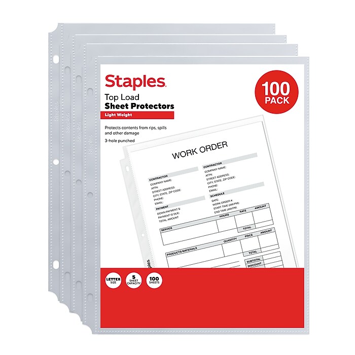 Staples Lightweight Sheet Protector, 8.5