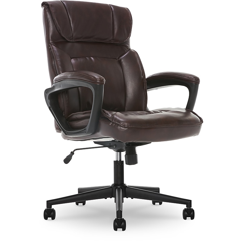 Serta Hannah I Ergonomic Bonded Leather Swivel Executive Chair, Biscuit (43670G) image 1
