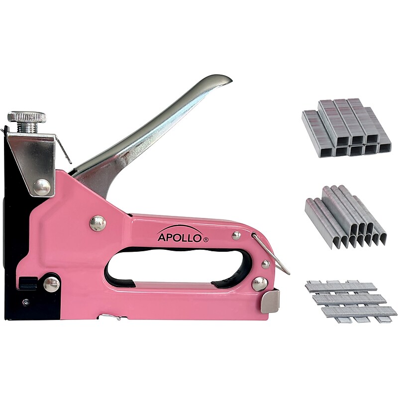 Apollo Tools Stapler with Power Adjustment Knob, Pink/Black (DT5020P) image 1