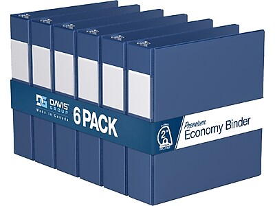 Davis Group Premium Economy 2" 3-Ring Non-View Binder, Royal Blue, 6/Pack (2304-92-06)