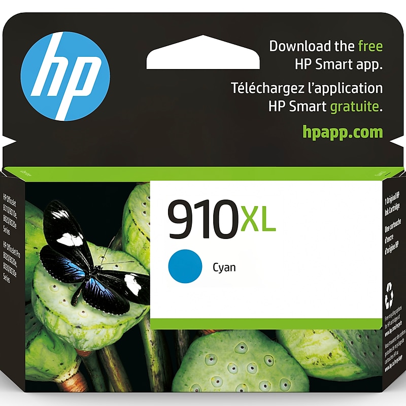 HP 910XL Cyan High Yield Ink Cartridge, Prints Up to 825 Pages (3YL62AN#140) image 1