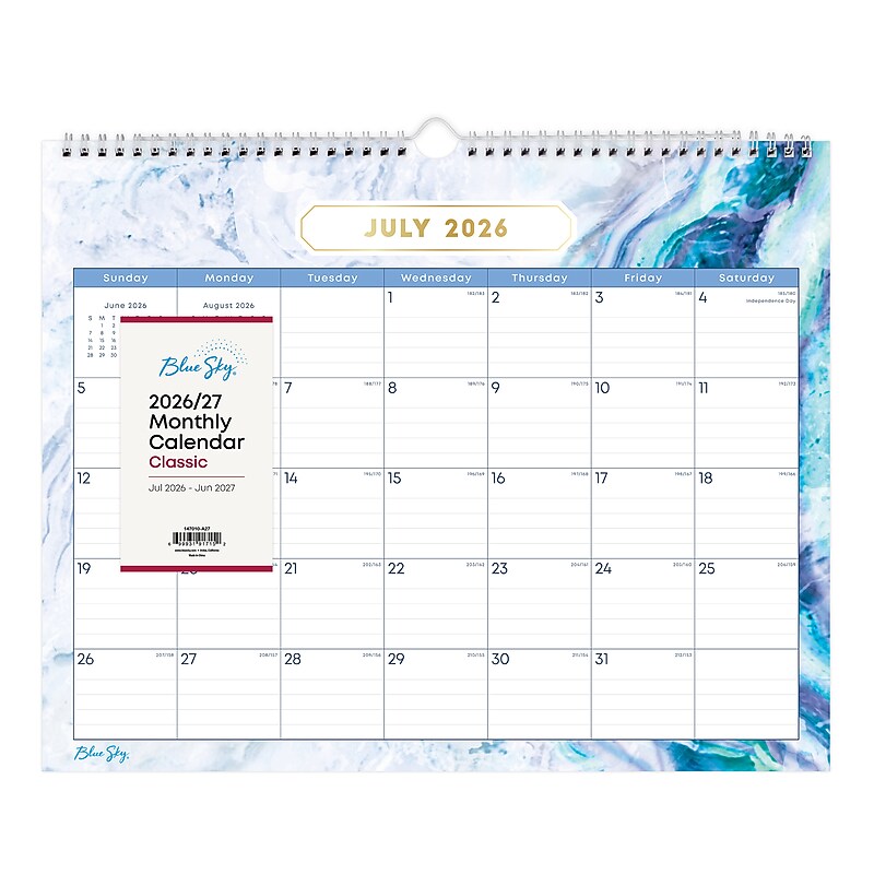 2026-2027 Blue Sky Wirebound Gemma 12" x 15" Academic Monthly Wall Calendar, Assorted Colors (147010-A27) image 1
